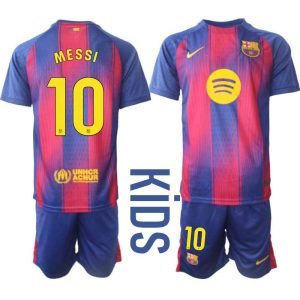 FC Barcelona 2025/26 Domáci Detský Futbalový Set Lionel Messi #10 – Krátky Rukáv + Šortky