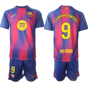 FC Barcelona 2025/26 Domáci Pánsky Futbalový Set Robert Lewandowski #9 – Krátky Rukáv + Šortky