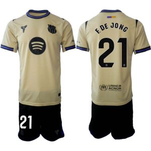 FC Barcelona 2025/26 Vonkajší Pánsky Futbalový Set – Frenkie de Jong #21 – Krátky Rukáv + Šortky