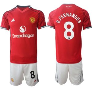 Manchester United 2025/26 Domáci Pánsky Futbalový Set Bruno Fernandes #8 – Krátky Rukáv + Šortky