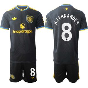 Manchester United 2025/26 Tretí Pánsky Futbalový Set Bruno Fernandes #8 – Krátky Rukáv + Šortky