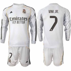 Real Madrid 2025/26 Domáci Pánsky Futbalový Set Vinicius Junior #7 – Dlhý Rukáv + Šortky