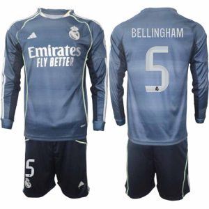 Real Madrid 2025/26 Vonkajší Pánsky Futbalový Set Jude Bellingham #5 – Dlhý Rukáv + Šortky