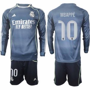Real Madrid 2025/26 Vonkajší Pánsky Futbalový Set Kylian Mbappé #10 – Dlhý Rukáv + Šortky